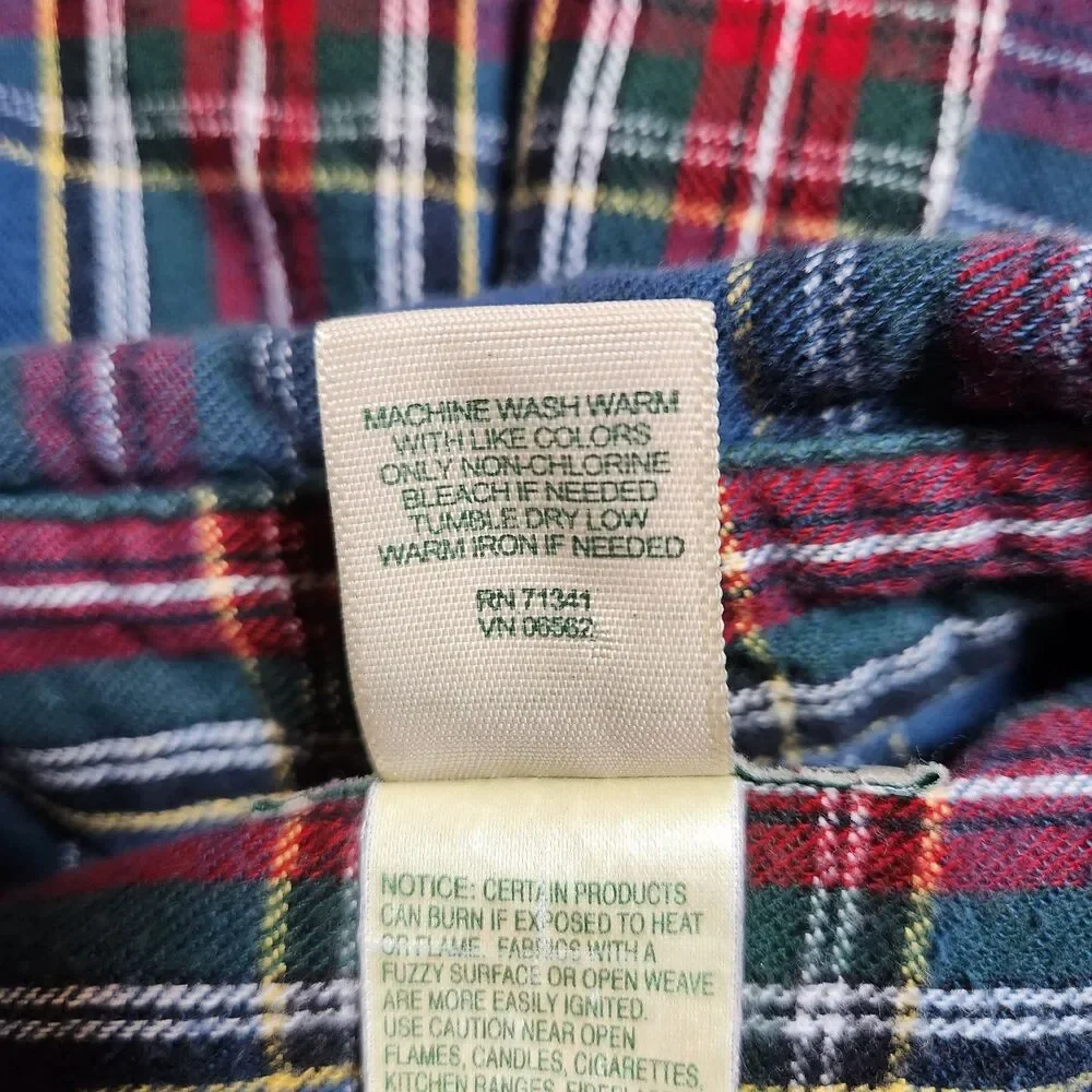 L.L. Bean Flannel Shirt Men S Plaid Long Sleeve Button Front